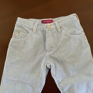 Genuine Girl Blue & White Striped Cropped Jean Pants Sz Girls 7 Pre-Owned